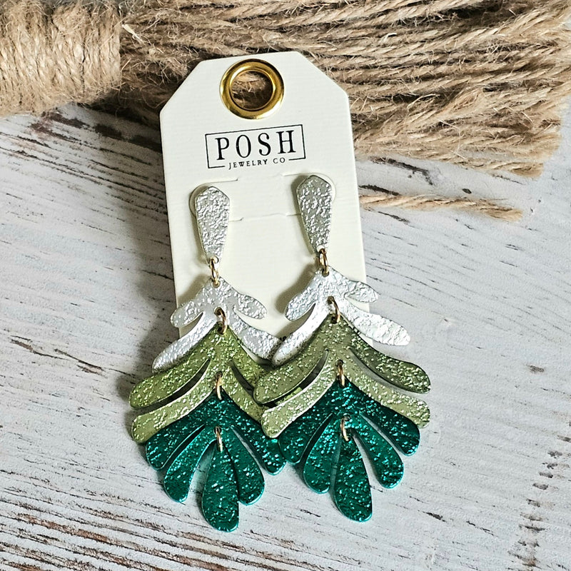 POSH Green Metallic Earrings