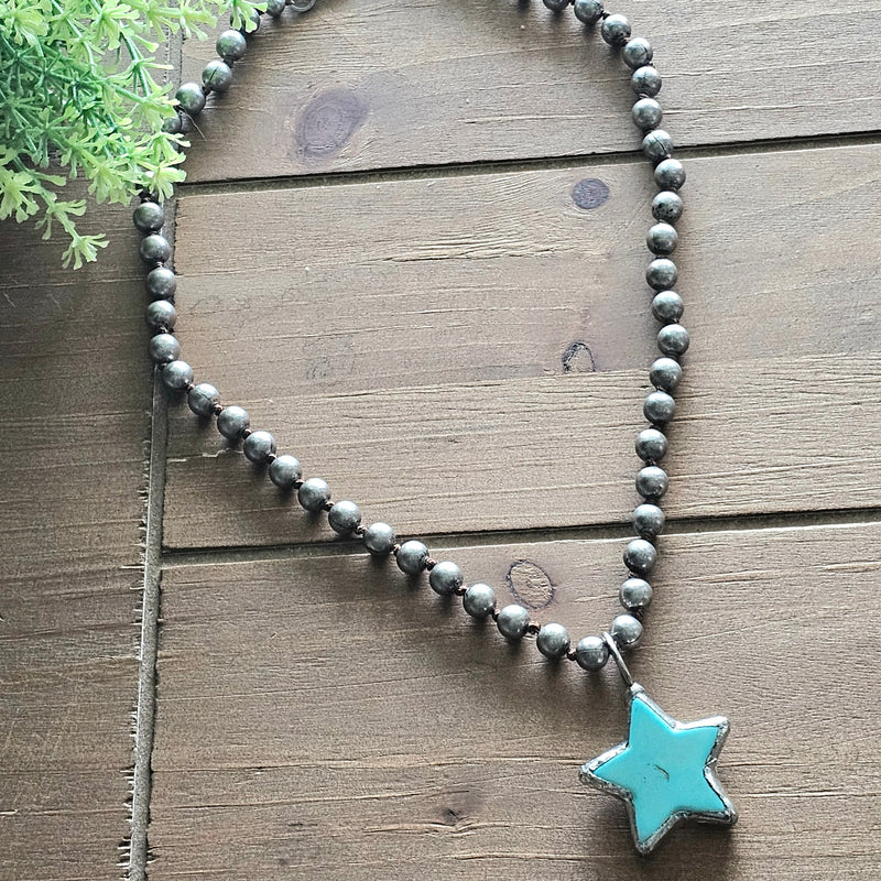 Navajo Bead Turquoise Star Necklace