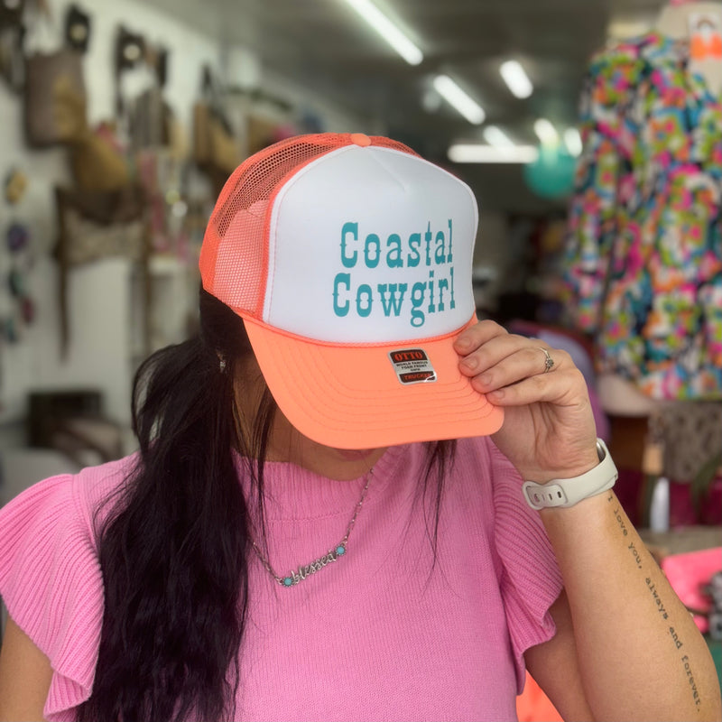Coastal Cowgirl Coral Trucker Hat