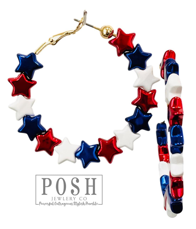 POSH American Star Hoop Earrings