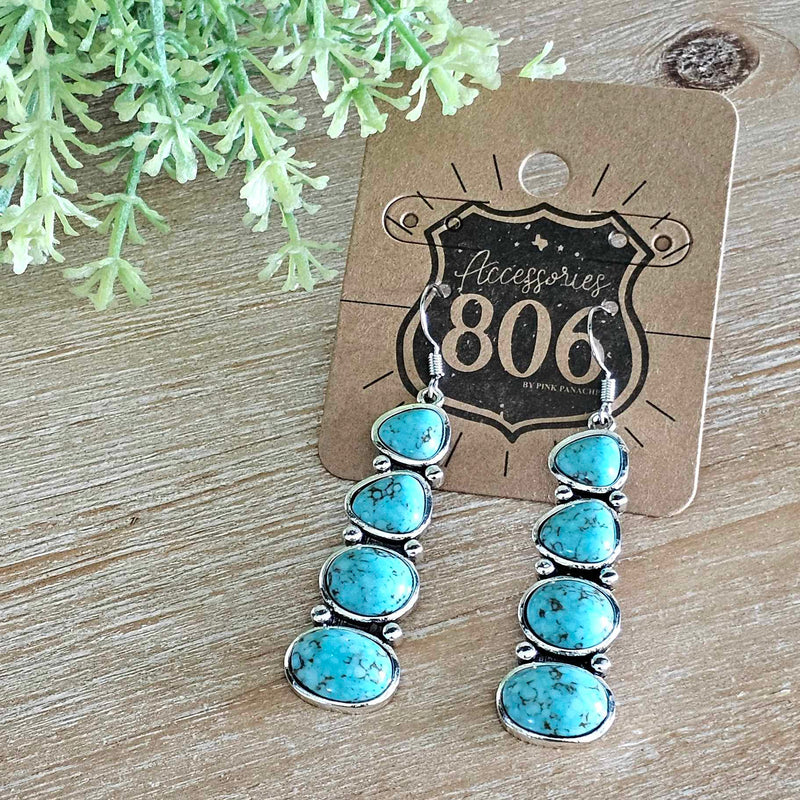 806 Turquoise Silver Drop Earrings