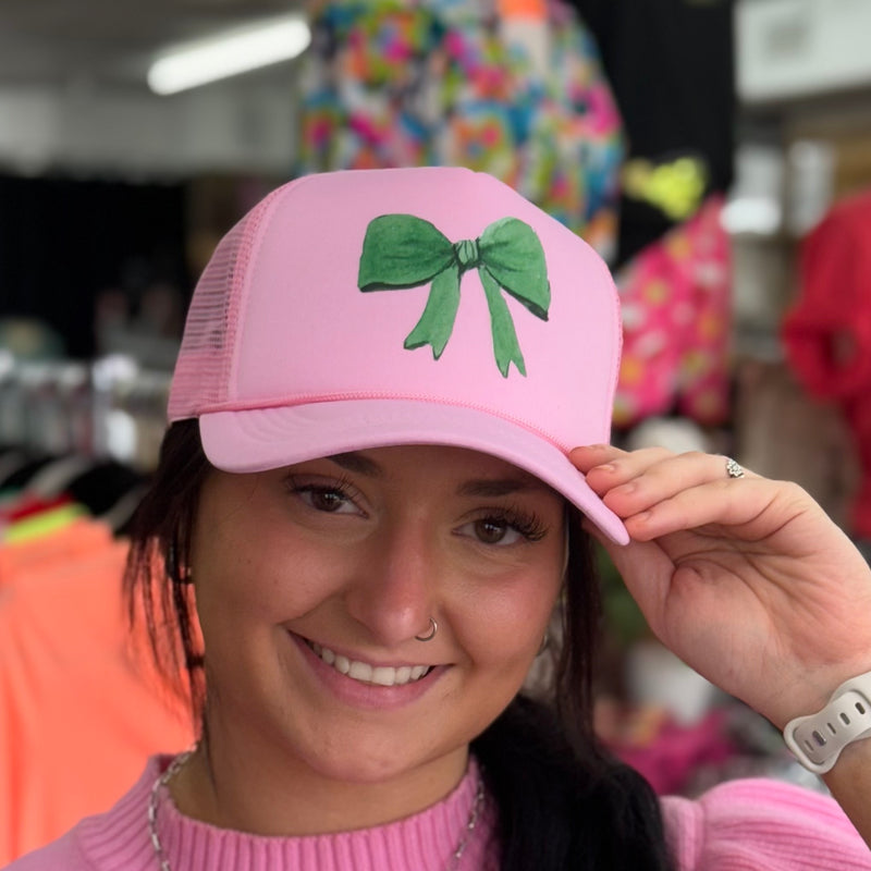 Pink with Green Bow Trucker Hat