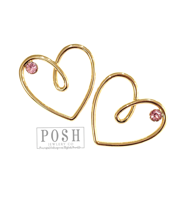 Posh Gold Open Heart Earrings