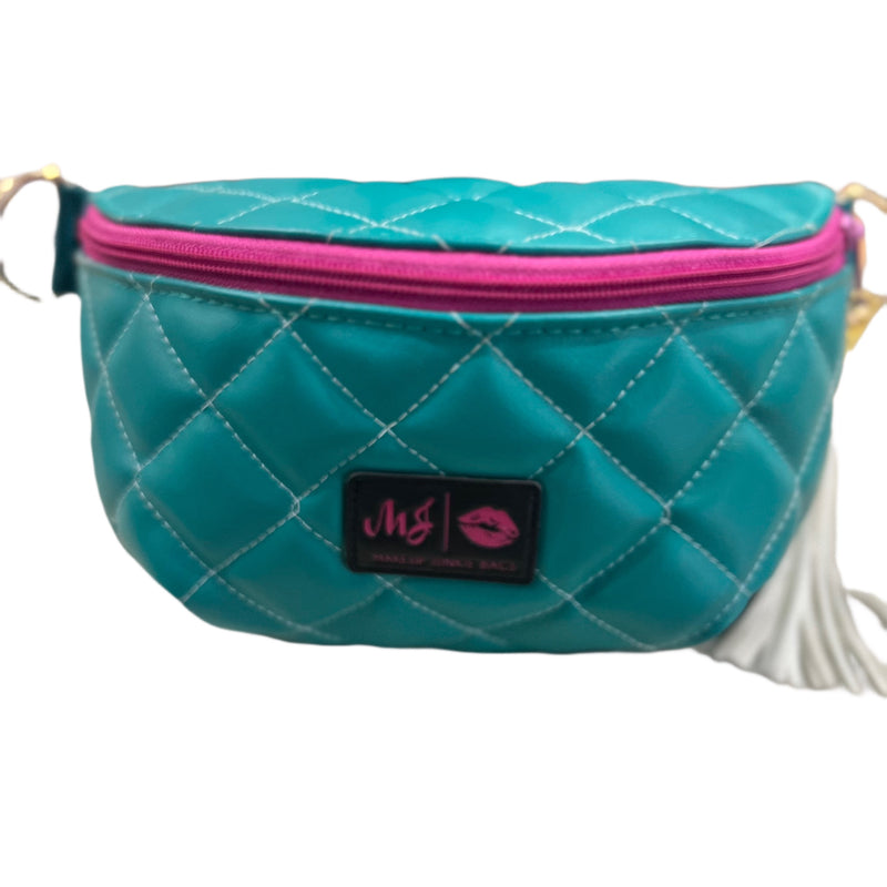 MJ Exclusive Turq Quilted Sidekick with Pink Trim