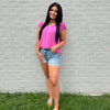 STB Ruched Cap Sleeve Top in Magenta