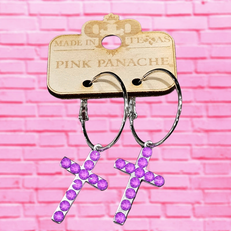 PP Summer Lovin Neon Purple Cross Earrings