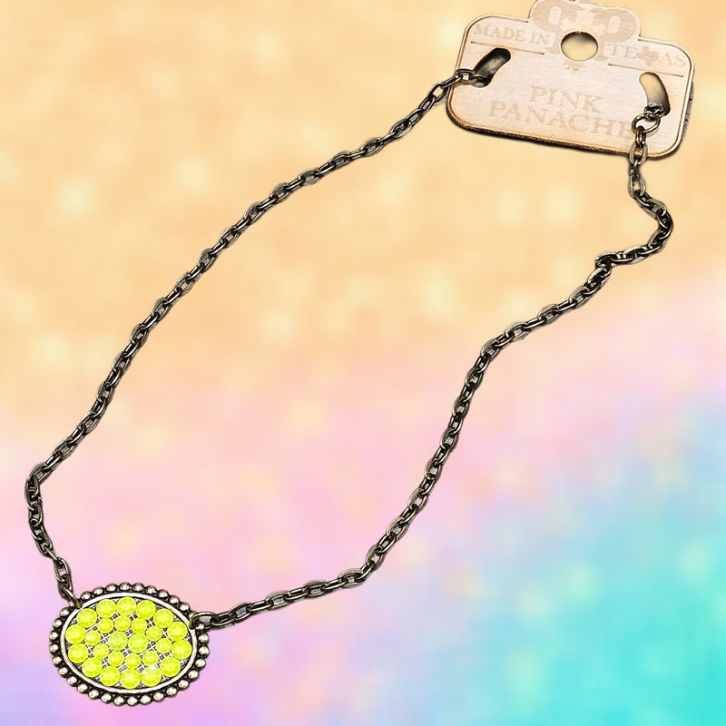 PP Summer Lovin Oval Neon Yellow Necklace
