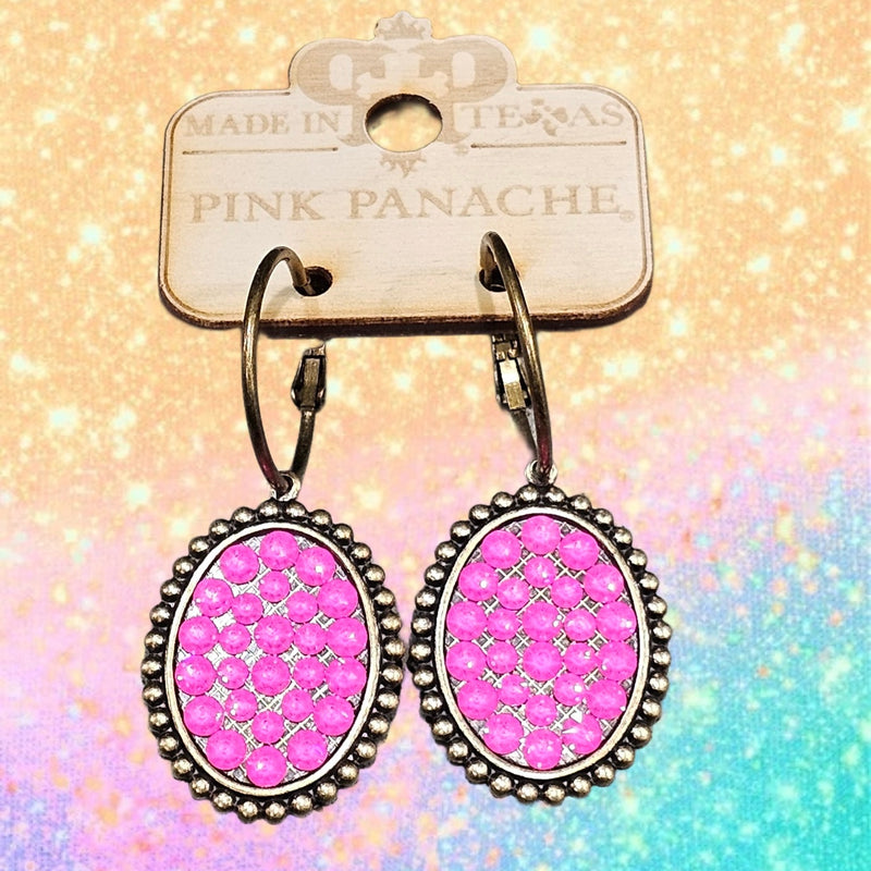 PP Summer Lovin Oval Neon Pink Hoop Earrings