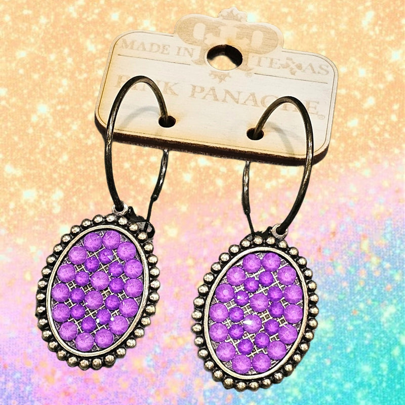 PP Summer Lovin Oval Neon Purple Hoop Earrings