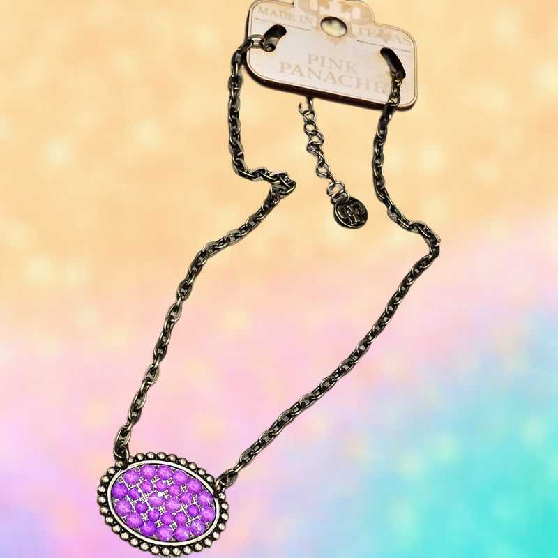 PP Summer Lovin Oval Neon Purple Necklace
