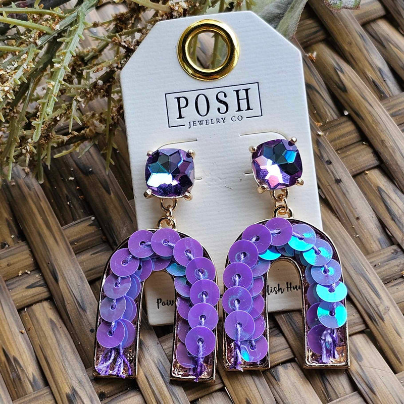 POSH Purple Iridescent Horseshoe Earring
