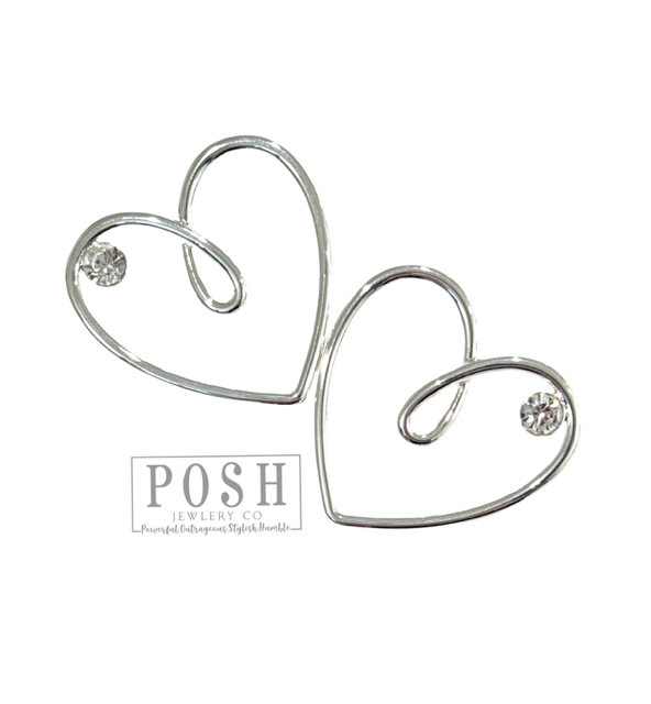 Posh Silver Open heart earrings