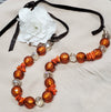ARB Orange Glass Bead Single Leather Necklace