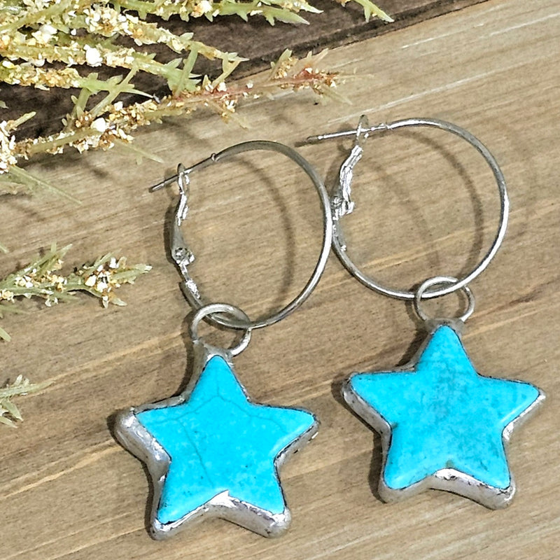 Turquoise Shooting Star Silver Earrings