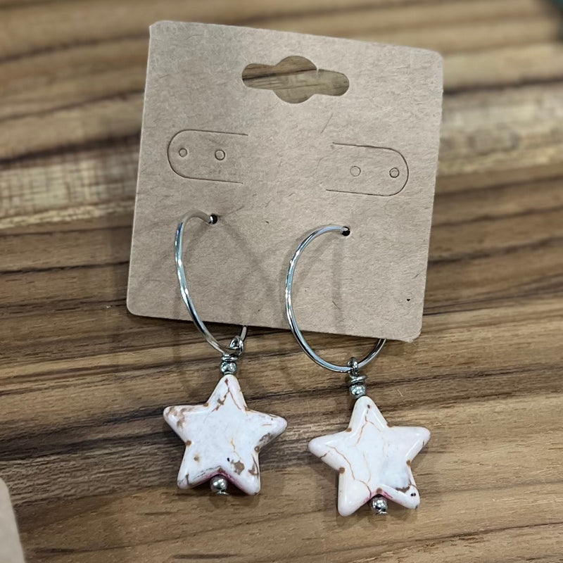 White Mini Star Earrings