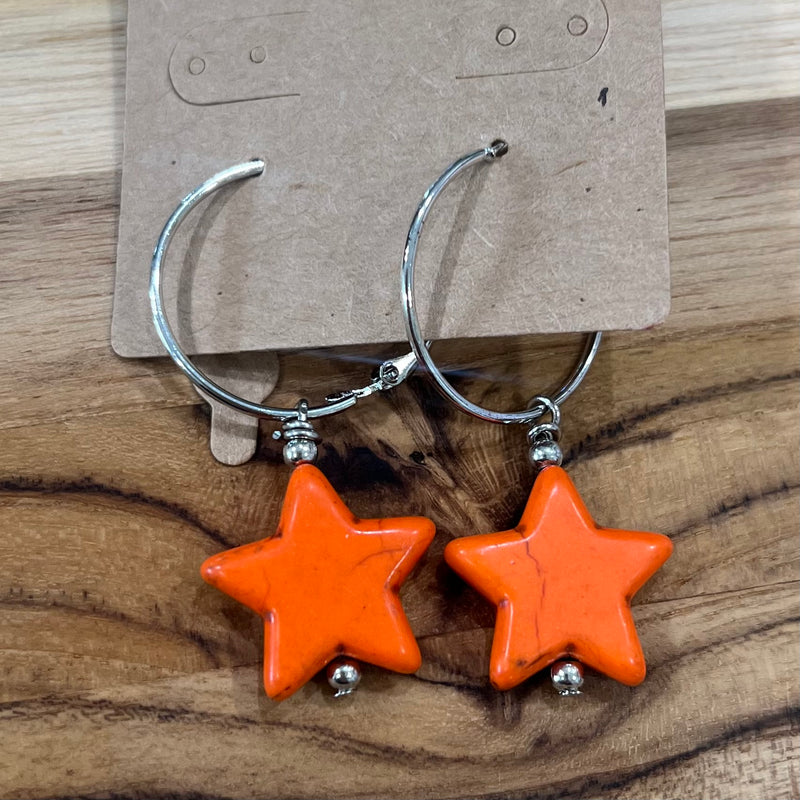 Orange Mini Star Earrings