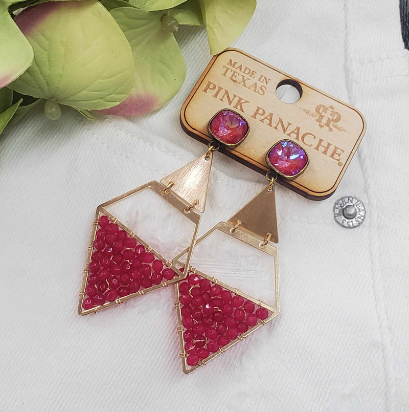 PP Royal Red Delite Gold Diamond Hinge Earrings