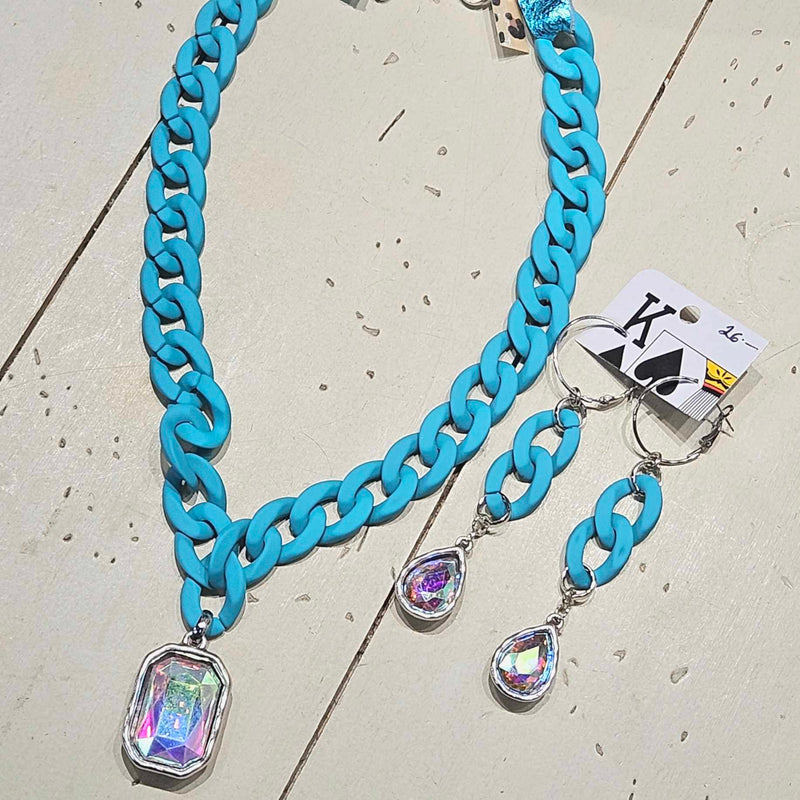SL Turquoise Chunky Link AB Square Jewelry