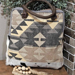 OLAY 157 Mix Canvas Cowhide Tote