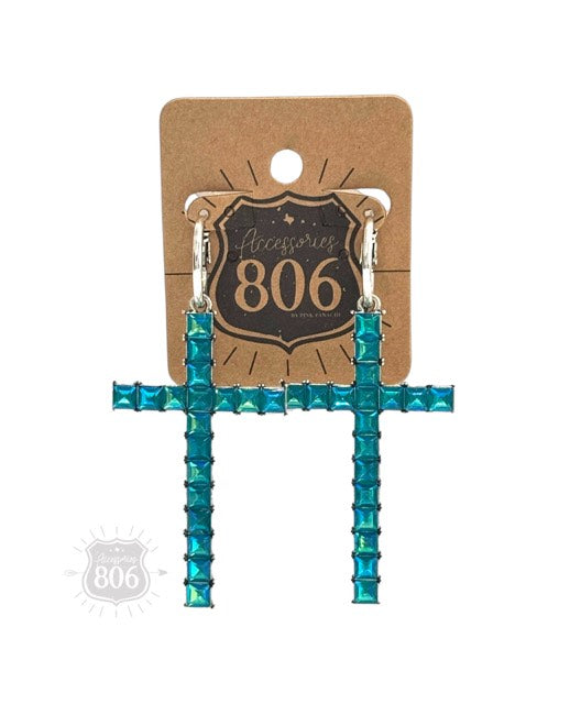 806 Turquoise Cross Earrings