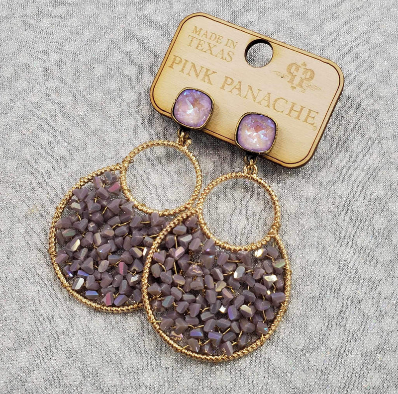 PP 10mm Lilac AB Lilac Beaded Circle Earrings