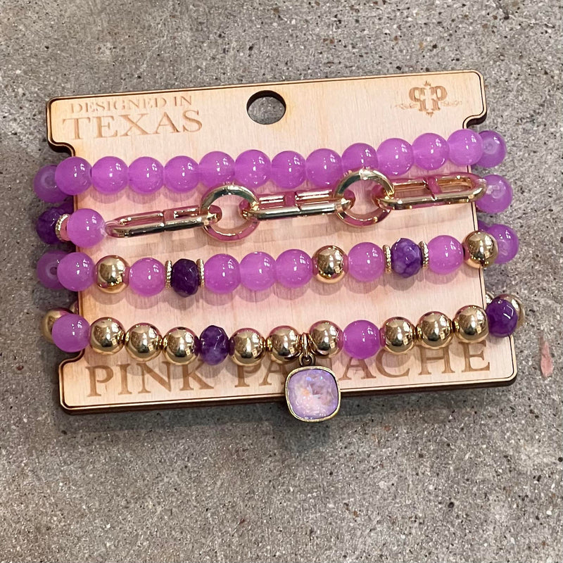PP Lavender Gold Beaded Bracelet Set