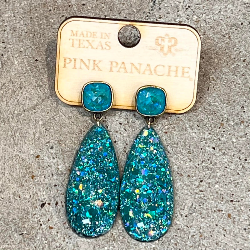 PP Laguna Delight Turquoise Oblong Glitter Earrings