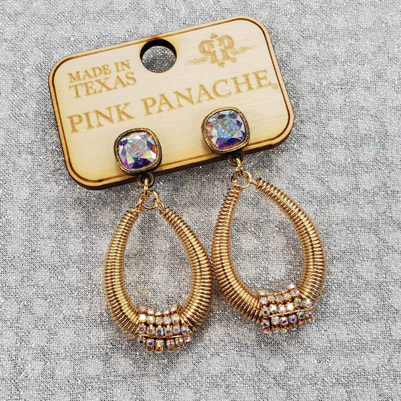 PP 8mm AB Gold Teardrop Rhinestone Earrings