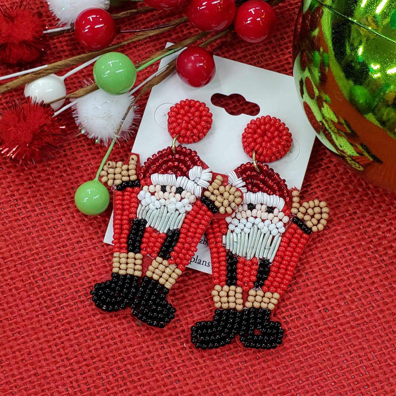 Happy Santa Beaded Earrings