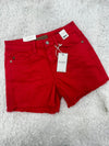 Red Judy Blue Fray Hem Shorts
