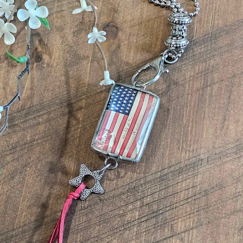 Art By Amy American Flag Necklace