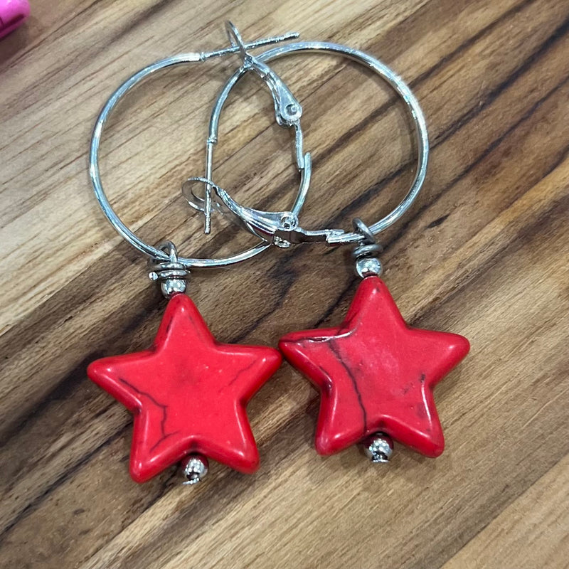 Red Mini Star Earrings