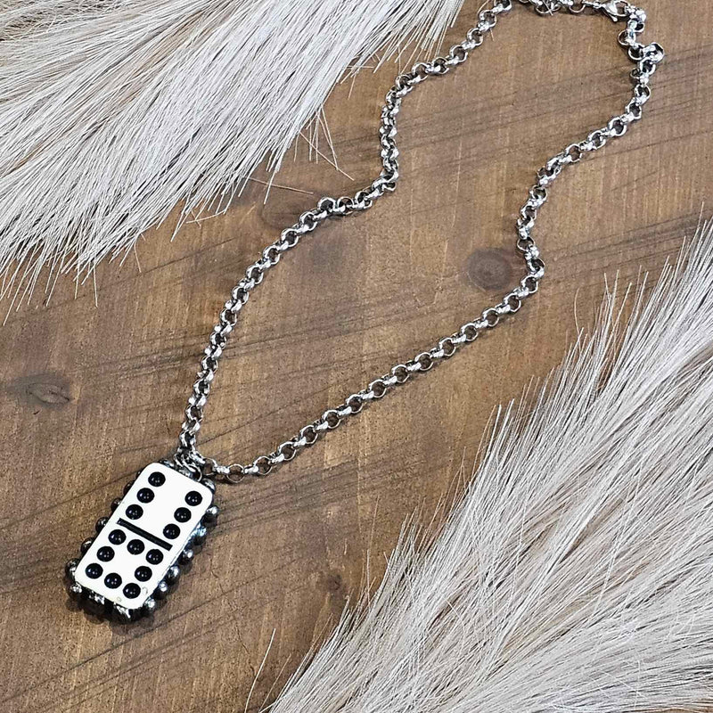 White Domino 6/8 Silver Necklace