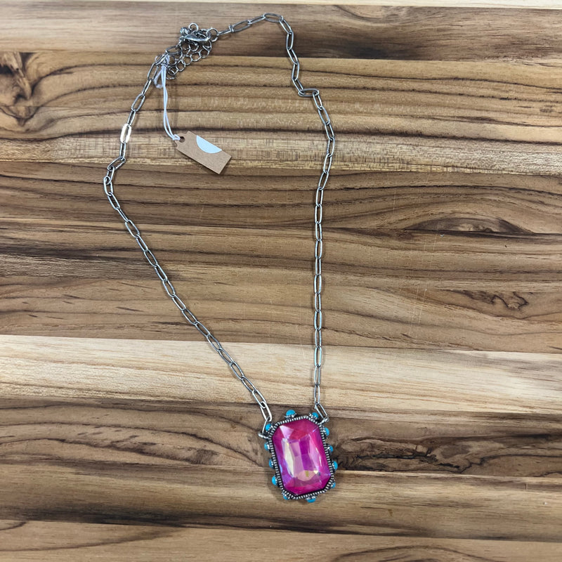 Pink AB Stone Necklace