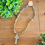 JCoon Tan Bead Cross Long Necklace (One & Done Collection)