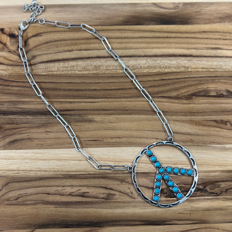 Turquoise beaded Peace Necklace