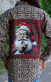 Shh Santa Leopard Flannel Top