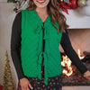 JL DB- Twila Quilted Tie Vest- Green