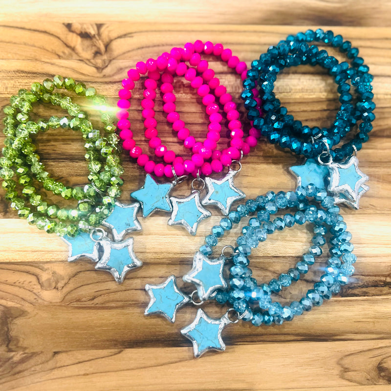 Colorful Metallic Star Stretch Bracelets