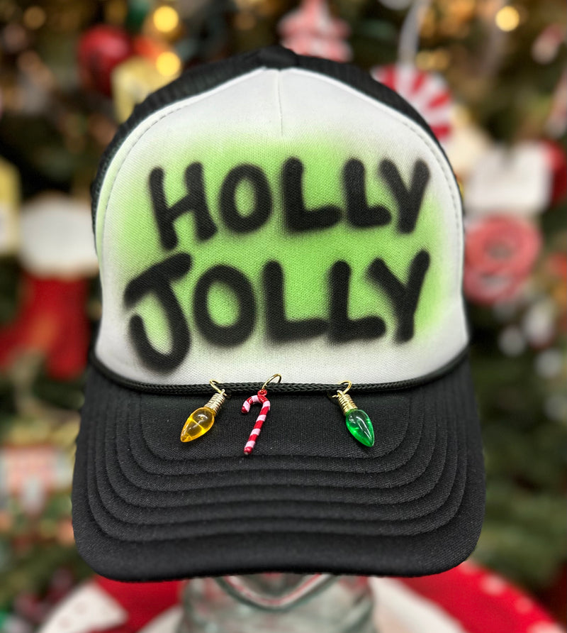 Black Holly Jolly Trucker Hat