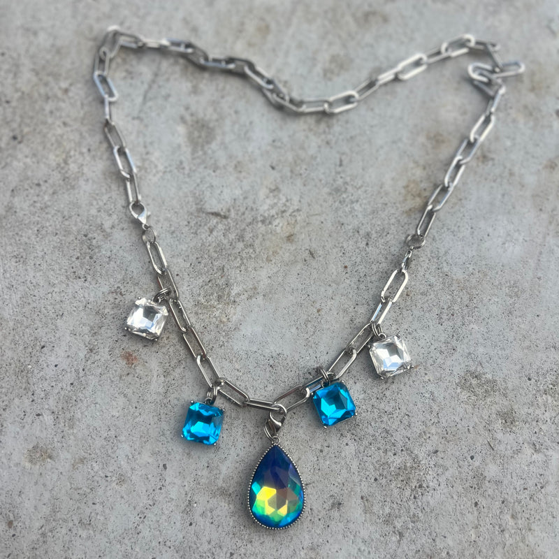 Rio Blue/AB Necklace w/Crystal Charms