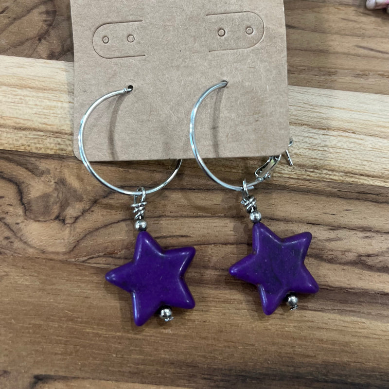 Purple Mini Star Earrings