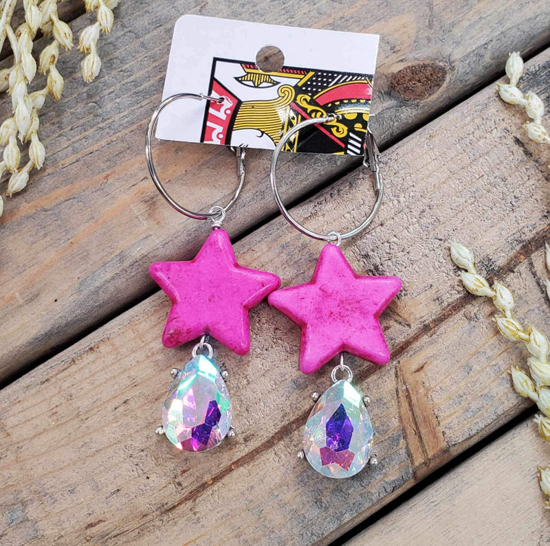 SL PINK Marble Star Earrings
