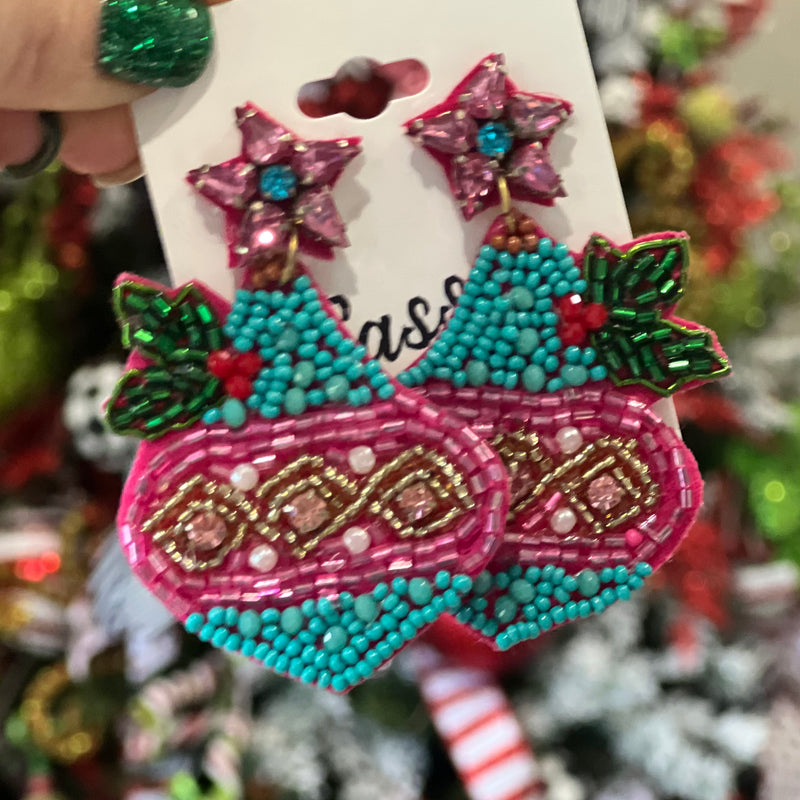Whimsical Ornament Beaded Earrings