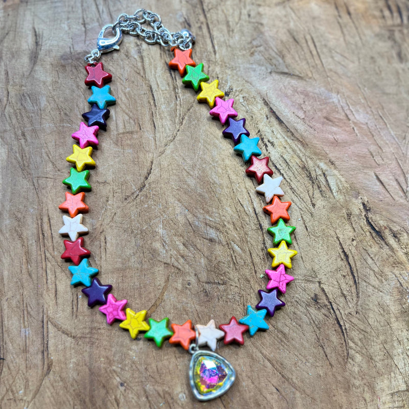 Sl Multi Small Colorful Star Necklace with Stone