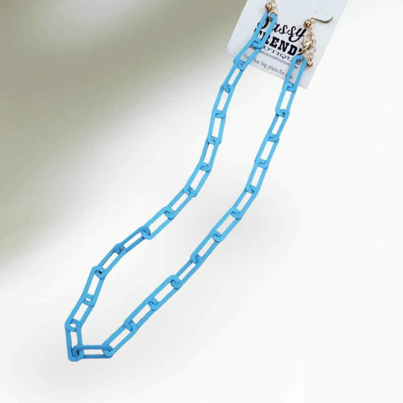 Blue Enamel Paperclip Necklace