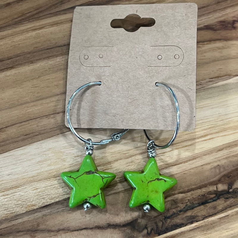 Lime Green Mini Star Earrings