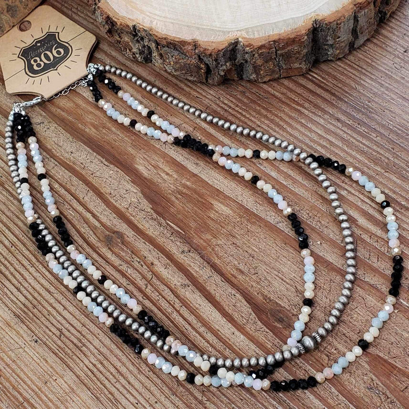 Navajo Black Triple Strand Necklace