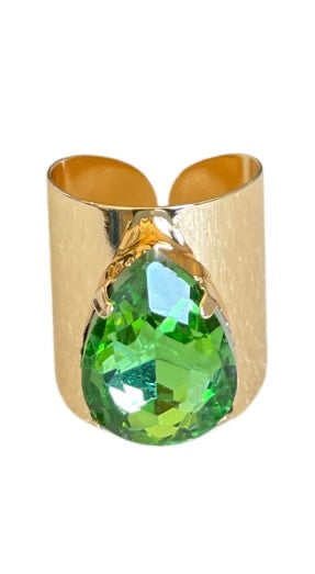 PP Gold Green Teardrop Ring