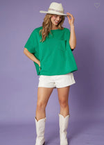 Green French Terry Loose Fit top